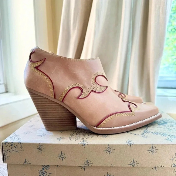 New Jeffrey Campbell Milot Ankle Boots Cowboy Western Embroidered Brown 7.5 - Picture 6 of 17